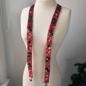 Christmas Sequin Embroidered Red Suspenders